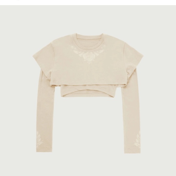 $85 HONOR THE GIFT WOMENS DOUBLE LAYER long sleeve TSHIRT (BEIGE / BONE) logo M - Picture 2 of 10